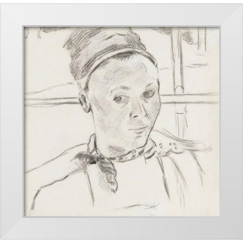 Bust of a Young Breton Woman (Possibly Marie Lagadu) White Modern Wood Framed Art Print by Gauguin, Paul