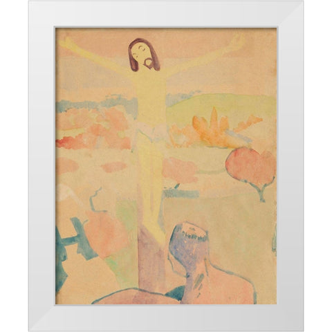 The Yellow Christ White Modern Wood Framed Art Print by Gauguin, Paul