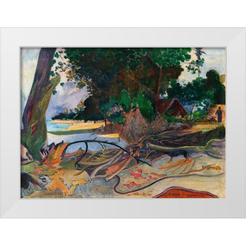 The Hibiscus Tree White Modern Wood Framed Art Print by Gauguin, Paul