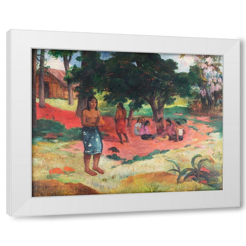 Whispered Words White Modern Wood Framed Art Print by Gauguin, Paul