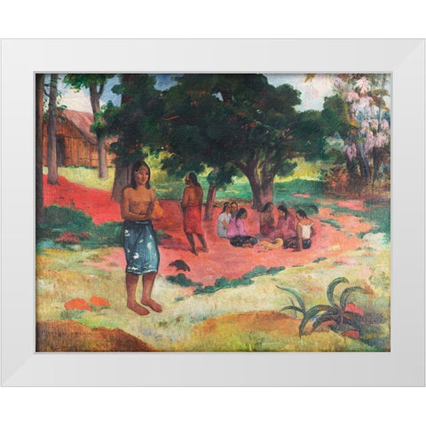 Whispered Words White Modern Wood Framed Art Print by Gauguin, Paul