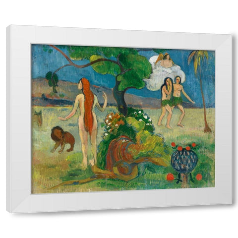 Paradise Lost White Modern Wood Framed Art Print by Gauguin, Paul