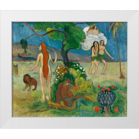 Paradise Lost White Modern Wood Framed Art Print by Gauguin, Paul