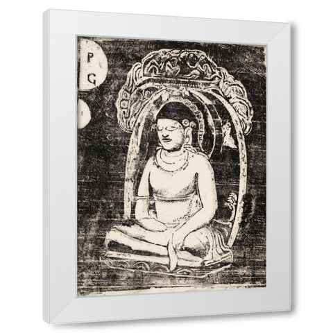 Buddha, from the Suite of Late Wood-Block Prints White Modern Wood Framed Art Print by Gauguin, Paul