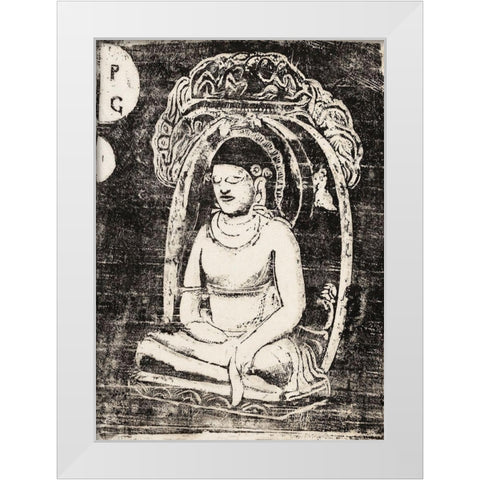 Buddha, from the Suite of Late Wood-Block Prints White Modern Wood Framed Art Print by Gauguin, Paul