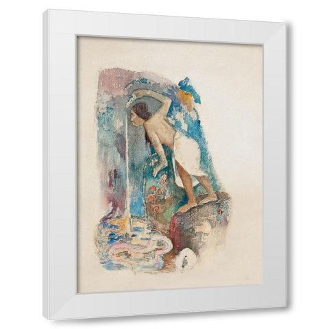 Pape moe White Modern Wood Framed Art Print by Gauguin, Paul