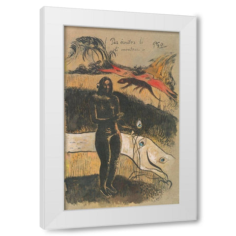 Delightful Land (Nave Nave Fenua) White Modern Wood Framed Art Print by Gauguin, Paul