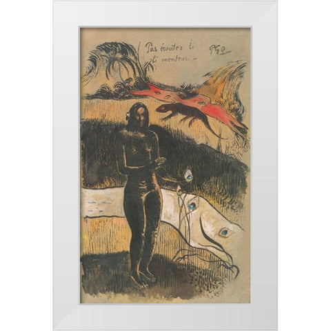 Delightful Land (Nave Nave Fenua) White Modern Wood Framed Art Print by Gauguin, Paul