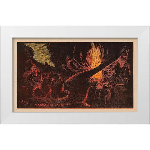 The Devil Speaks (Mahna no varua ino), from the Noa Noa Suite White Modern Wood Framed Art Print by Gauguin, Paul