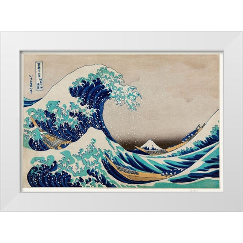 The Great Wave off Kanagawa White Modern Wood Framed Art Print by Hokusai, Katsushika