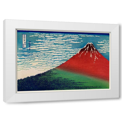 Fine Wind, Clear Morning White Modern Wood Framed Art Print by Hokusai, Katsushika