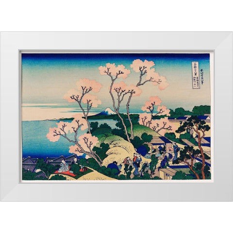 Goten-Yama Hill, Shinagawa on the Tokaido White Modern Wood Framed Art Print by Hokusai, Katsushika