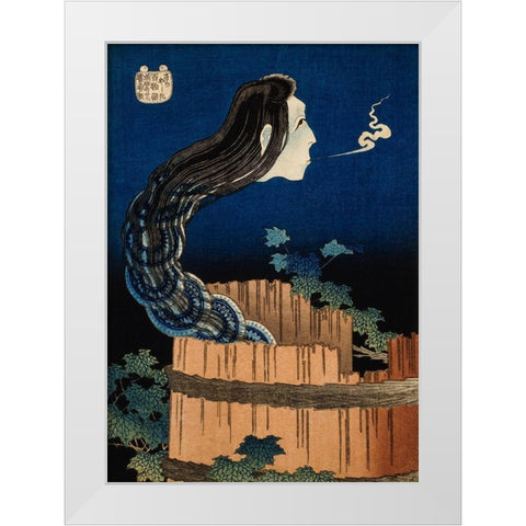 The Plate Mansion White Modern Wood Framed Art Print by Hokusai, Katsushika