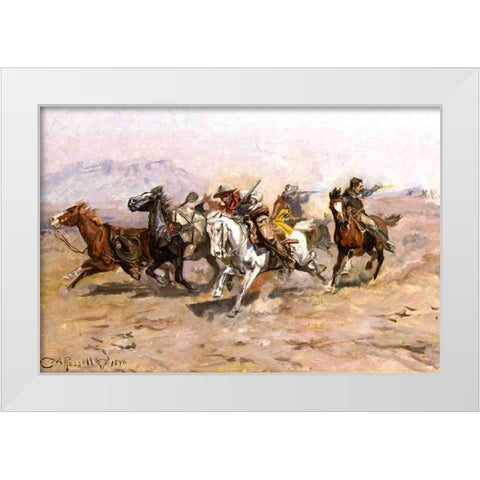 Outnumbered White Modern Wood Framed Art Print by Russell, Charles Marion