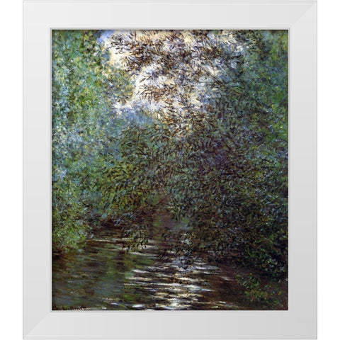 Le Fleuve Aux Saules White Modern Wood Framed Art Print by Monet, Claude