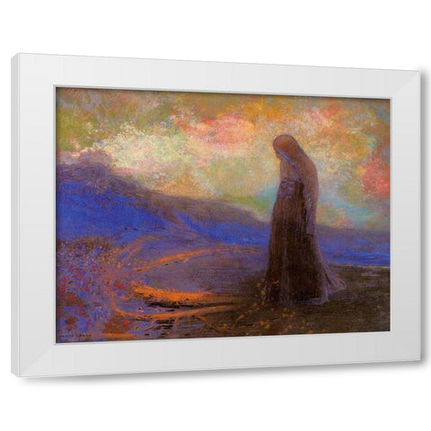 Reflection White Modern Wood Framed Art Print by Redon, Odilon