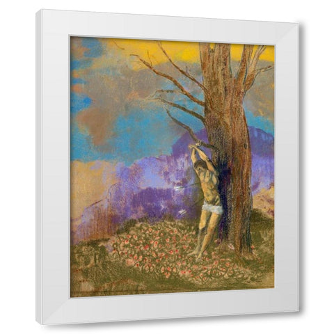 Saint Sebastien White Modern Wood Framed Art Print by Redon, Odilon