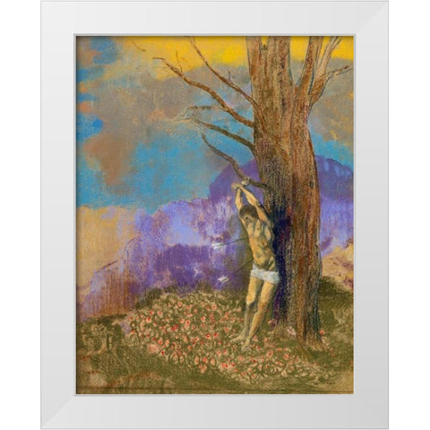 Saint Sebastien White Modern Wood Framed Art Print by Redon, Odilon