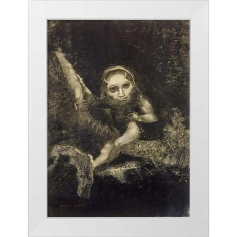 Caliban, 1881 White Modern Wood Framed Art Print by Redon, Odilon