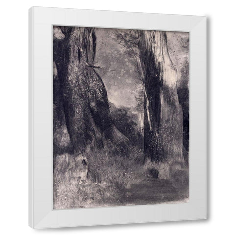 The Trees White Modern Wood Framed Art Print by Redon, Odilon