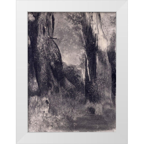 The Trees White Modern Wood Framed Art Print by Redon, Odilon