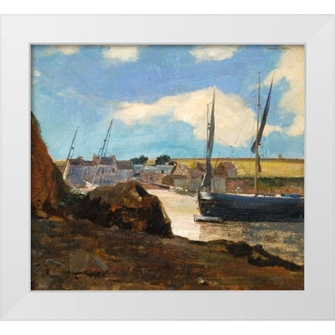 The Port of Morgat White Modern Wood Framed Art Print by Redon, Odilon