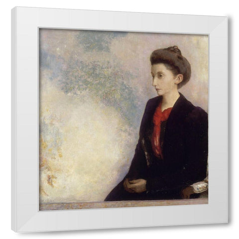 BaronessÂ Robert de Domecy White Modern Wood Framed Art Print by Redon, Odilon