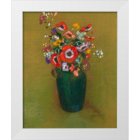 Vase of Flowers, ca. 1900â€“1910 White Modern Wood Framed Art Print by Redon, Odilon