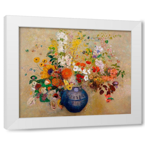 Flowers, 1909 White Modern Wood Framed Art Print by Redon, Odilon