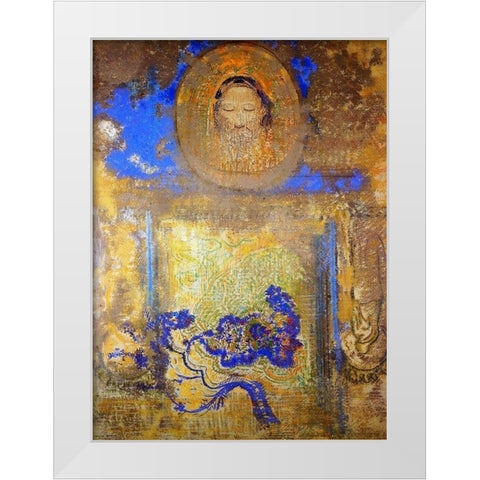 Evocation White Modern Wood Framed Art Print by Redon, Odilon