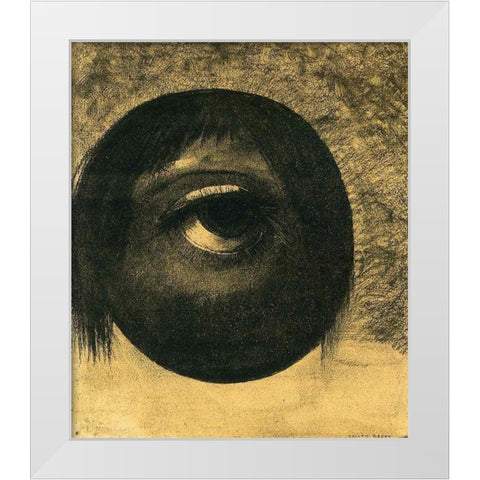 Vision White Modern Wood Framed Art Print by Redon, Odilon