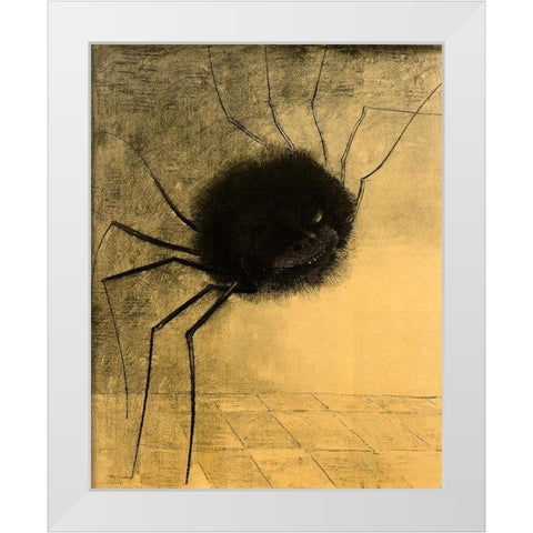 The Smiling Spider White Modern Wood Framed Art Print by Redon, Odilon