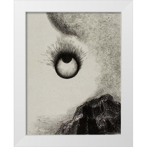 Everywhere eyeballs are aflame White Modern Wood Framed Art Print by Redon, Odilon