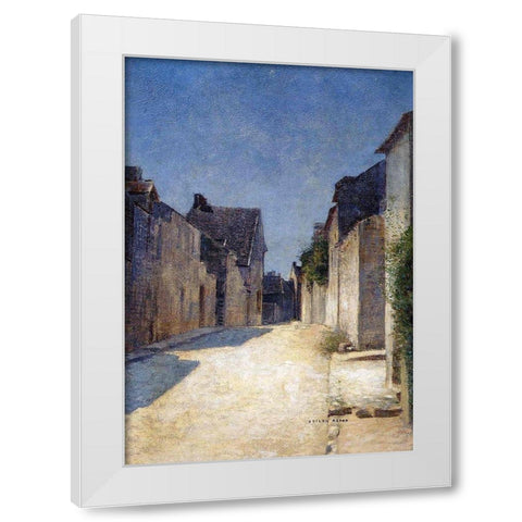 Street in Samois White Modern Wood Framed Art Print by Redon, Odilon