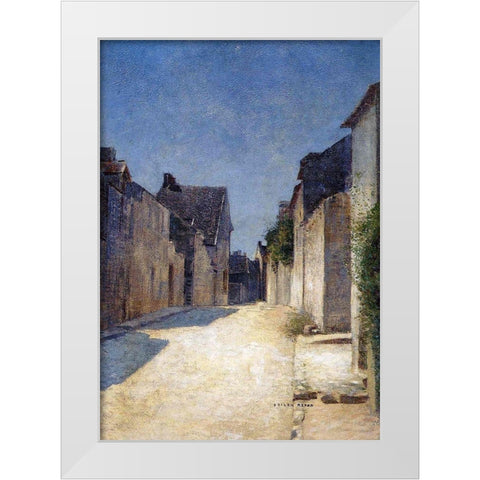 Street in Samois White Modern Wood Framed Art Print by Redon, Odilon