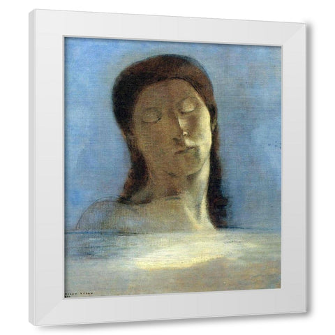 Closed Eyes White Modern Wood Framed Art Print by Redon, Odilon