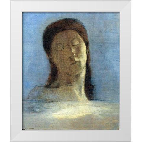 Closed Eyes White Modern Wood Framed Art Print by Redon, Odilon