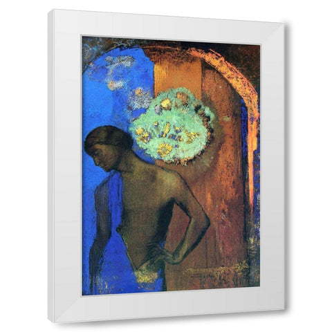 Saint John (The blue tunic) White Modern Wood Framed Art Print by Redon, Odilon