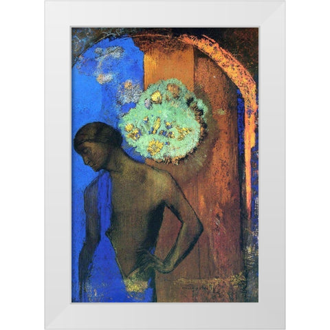 Saint John (The blue tunic) White Modern Wood Framed Art Print by Redon, Odilon