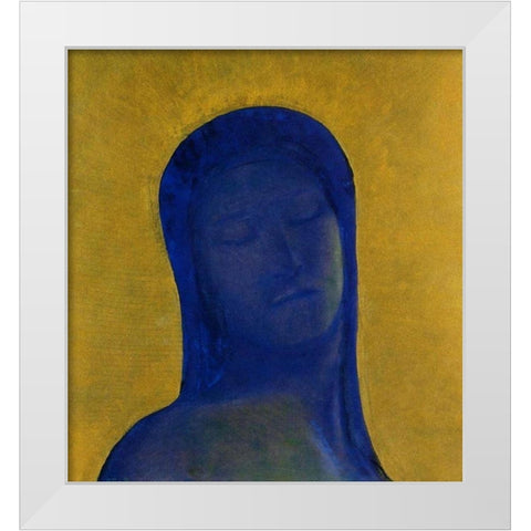 Closed Eyes Blue White Modern Wood Framed Art Print by Redon, Odilon