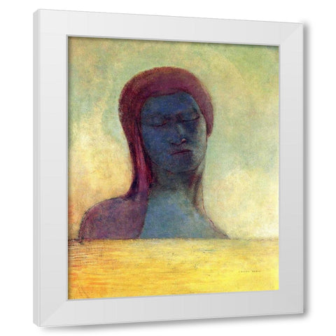 Closed Eyes White Modern Wood Framed Art Print by Redon, Odilon