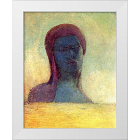 Closed Eyes White Modern Wood Framed Art Print by Redon, Odilon