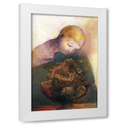 Cup of cognition (The Childrens Cup) White Modern Wood Framed Art Print by Redon, Odilon