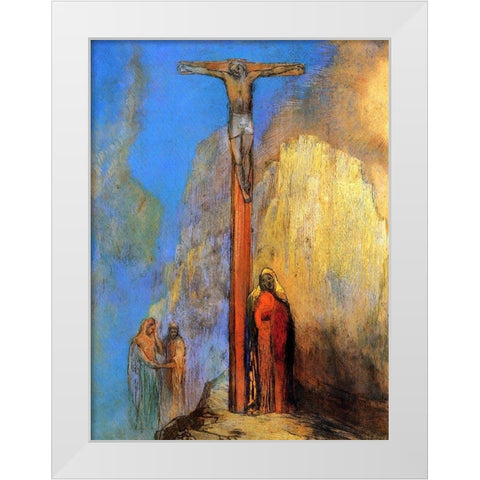 Calvary White Modern Wood Framed Art Print by Redon, Odilon