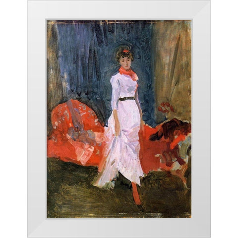 Arrangement in Pink, Red and Purple White Modern Wood Framed Art Print by Whistler, James McNeill