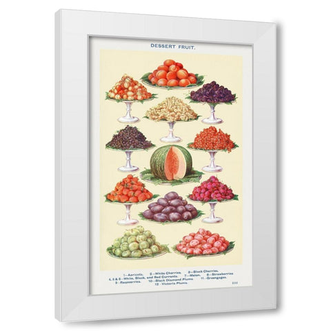 Dessert Fruit White Modern Wood Framed Art Print by Mrs. Beeton''s Book of Household Management
