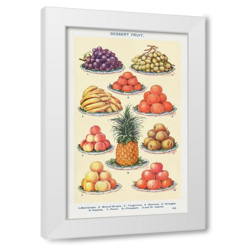 Dessert Fruit White Modern Wood Framed Art Print by Mrs. Beeton''s Book of Household Management