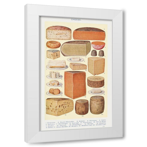 Cheeses White Modern Wood Framed Art Print by Mrs. Beeton''s Book of Household Management