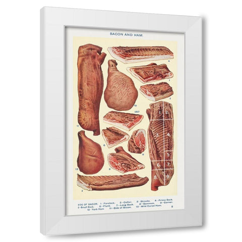 Bacon and Ham White Modern Wood Framed Art Print by Mrs. Beeton''s Book of Household Management