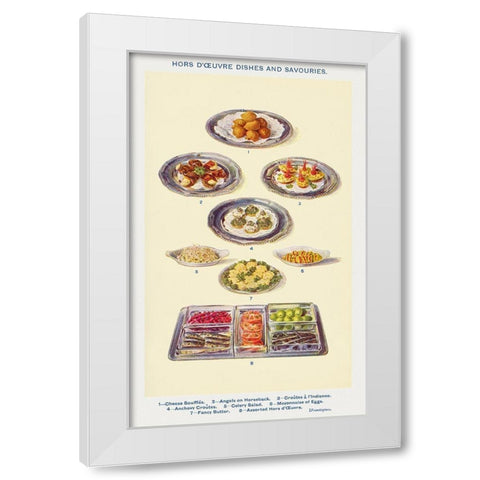 Hors doeuvres dishes and savouries White Modern Wood Framed Art Print by Mrs. Beeton''s Book of Household Management